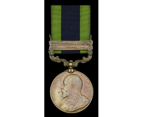 India General Service 1908-35, 1 clasp, North West Frontier 1908, bronze issue (1138 2nd. Gde. Ward Sweeper Shaoloo. A.H. Cor