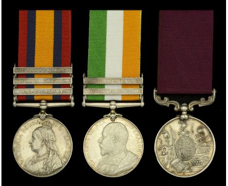 Three: Quarter Master Sergeant P. Connolly, King’s Own Scottish Borderers  Queen’s South Africa 1899-1902, 3 clasps, Cape Col
