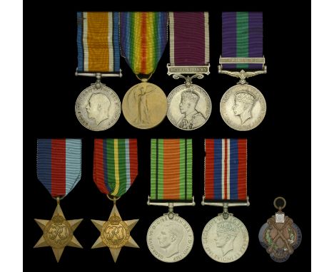 Family group:  Four: Private W. J. Douglas, King’s Own Scottish Borderers British War and Victory Medals (1574 Pte. W. J. Dou