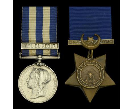 Pair: Private C. Southgate, Royal Artillery  Egypt and Sudan 1882-89, dated reverse, one unofficial contemporarily engraved c