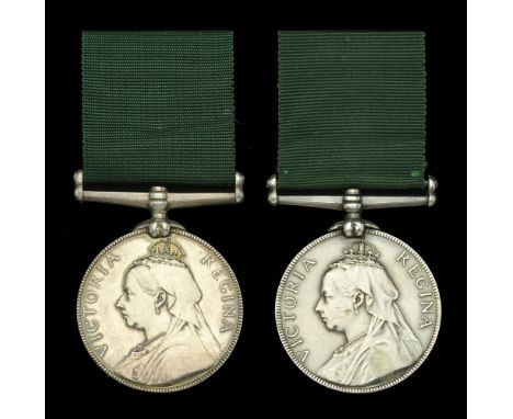 Volunteer Force Long Service Medal, V.R. (2) (Corpl. R. Carlin 1st. R & D.V.A.; No. 79 Bat. Sergt. Major F. Pinkney. 1. E.R.Y
