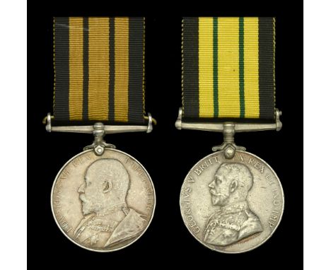 Africa General Service 1902-56 (2), E.VII.R., no clasp (3625 Sepoy Jiwand Singh. 27/Punjabis); G.V.R., no clasp (572 Pte. F. 