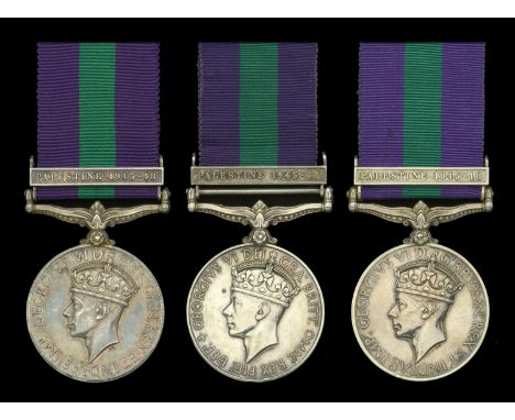 General Service 1918-62, 1 clasp, Palestine 1945-48 (3) (141128352 Pte. D. Heggie. R.A.O.C.; AS.29056 A. Sjt. M. Tsolo. A.P.C