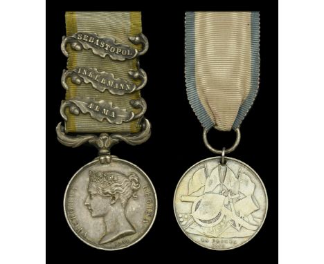 Pair: Private W. Parr, 38th (1st Staffordshire) Regiment of Foot  Crimea 1854-56, 3 clasps, Alma, Inkermann, Sebastopol (Pve.