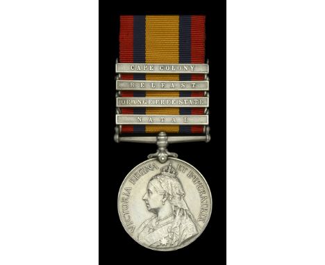 Queen’s South Africa 1899-1902, 4 clasps, Natal, Orange Free State, Belfast, Cape Colony, clasps mounted in this order, with 