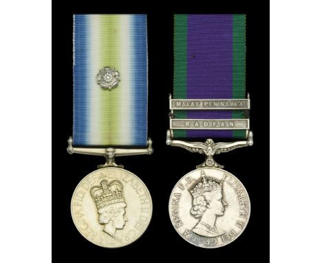 Pair: Leading Steward T. R. Falconar, Royal Navy  General Service 1962-2007, 2 clasps, Radfan, Malay Peninsula, second clasp 