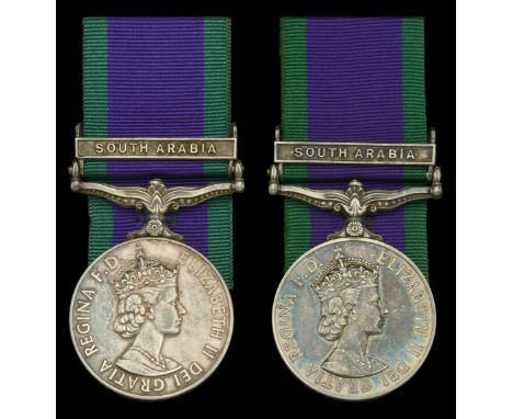 General Service 1962-2007, 1 clasp, South Arabia (2) (24044453 Gnr. R. E. Owston. RHA.; 23851503 Gnr. A. Warburton. RHA.) goo