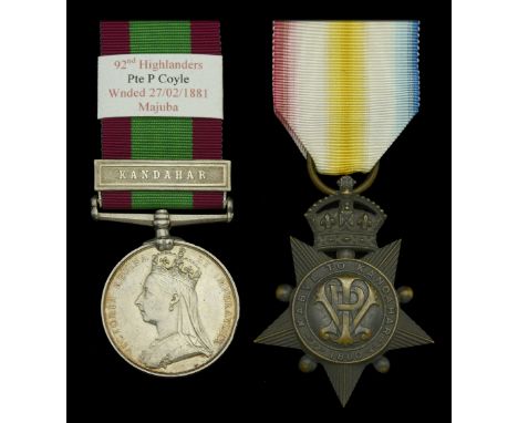 Pair: Private P. Coyle, 92nd Highlanders, later 2nd Battalion, Gordon Highlanders, who was wounded at Majuba Hill during the 
