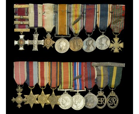 An unattributed D.S.O. and Two Bars, M.C. mounted group of eight miniature dress medals Distinguished Service Order, G.V.R., 