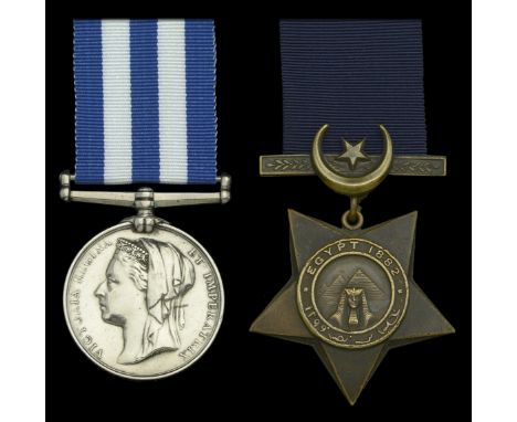 Pair: Captain J. D. M. Guthrie, 19th Hussars  Egypt and Sudan 1882-89, dated reverse, no clasp (Lieut: J. D. M. Guthrie. 19th
