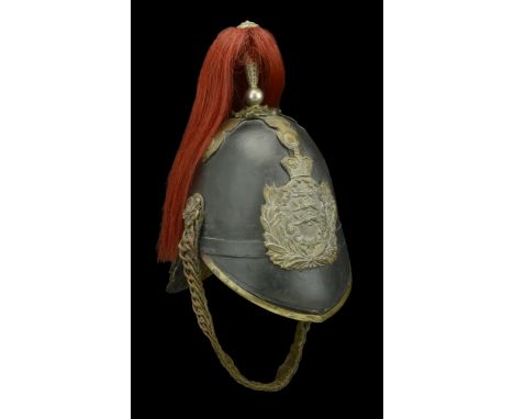 Duke of Lancaster’s Own Yeomanry Trooper’s Helmet. A reasonable Victorian example, with black leather skull, white metal plum