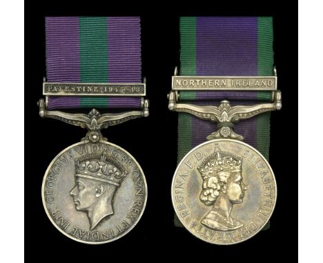 General Service 1918-62, 1 clasp, Palestine 1945-48 (19119999 Pte. R. Ross. K.O.S.B.); General Service 1962-2007, 1 clasp, No
