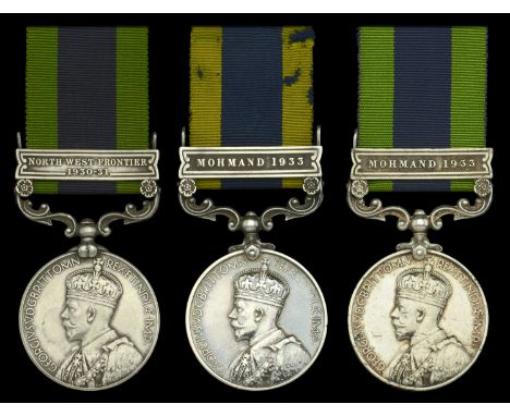 India General Service 1908-35, 1 clasp (3), North West Frontier 1930-31 (31435 Dvr. Masahib Khan. 3 Mtn. Bty.); Mohmand 1933 