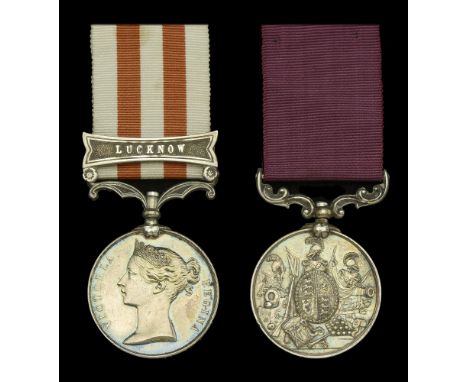 Pair: Sergeant Major H. Shew, 38th (1st Staffordshire) Regiment of Foot   Indian Mutiny 1857-59, 1 copy clasp, Lucknow (... H