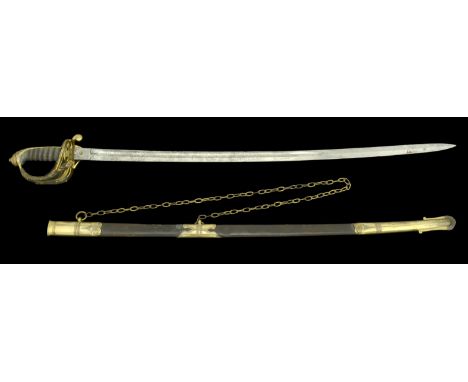 Infantry Officer’s sword, 1822 pattern. A good Victorian example with an 84 cm slightly curved blade by ‘W. Buckmaster & Co, 