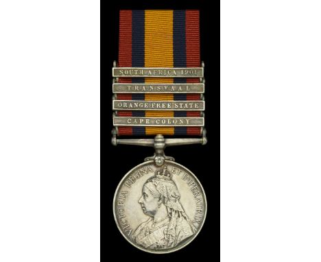 Queen’s South Africa 1899-1902, 4 clasps, Cape Colony, Orange Free State, Transvaal, South Africa 1901, unofficial rivets bet