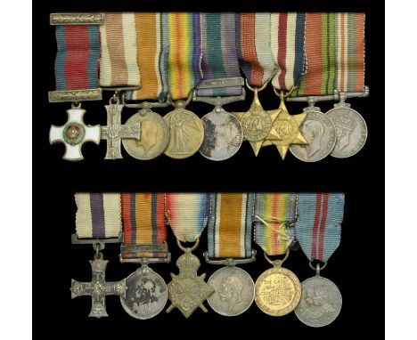 An unattributed D.S.O., M.C. mounted group of nine miniature dress medals Distinguished Service Order, G.VI.R., silver-gilt a