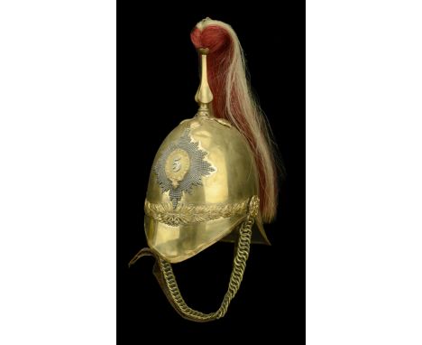 5th (Princess Charlotte of Wales’) Dragoons 1871 pattern Trooper’s Helmet.  A good example, with brass skull, plume holder an