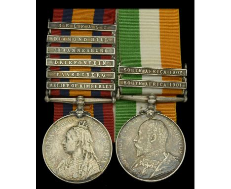 Pair: Driver H. Neave, Royal Horse Artillery  Queen’s South Africa 1899-1902, 6 clasps, Cape Colony, Paardeberg, Driefontein,