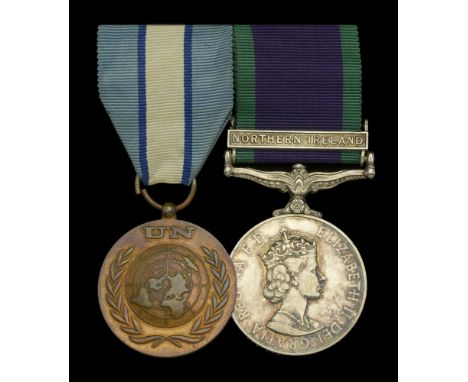 Pair: Private J. H. Hamilton, Black Watch  U.N. Medal, on UNFICYP riband, unnamed as issued; General Service 1962-2007, 1 cla