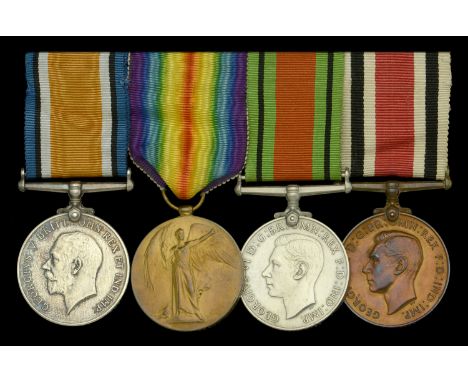 Four: Corporal G. J. Pass, Royal Fusiliers  British War and Victory Medals (26731 Cpl. G. J. Pass. R. Fus.); Defence Medal (G