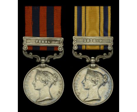 Pair: Private H. Bunday, 80th Regiment of Foot (Staffordshire Volunteers)  India General Service 1854-95, 1 clasp, Perak (172
