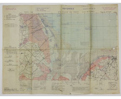 MAP OF THE DEFENSES OF UTAH BEACH, FROM A COMBAT VETERAN WHO LANDED THEREA most important map showing the German defenses of 