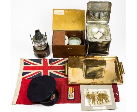 DUNKIRK EVACUATION - ENSIGN, COMPASS, MASTHEAD LIGHT AND OTHER RELICS OF THE "POLLY"The "Little Ship" Polly was a 28 foot aux