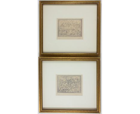 MILITARY ENGRAVINGS TAKEN FROM THE REICHS CHANCELLERYGood pair of engravings, each 3 1/4" x 5", both depicting chaotic and we