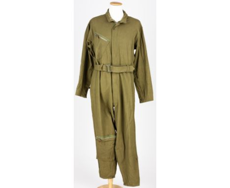 (ZEMKE'S WOLF PACK) ARMY AIR FORCE A-4 FLYING SUITAmerican aviator's olive drab A-4 flight suit, issued to a member of "Zemke