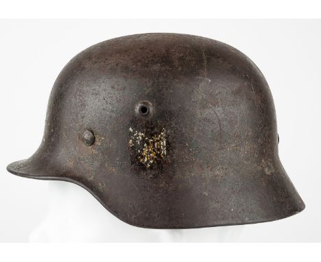 HEER M40 HELMETHeer M40 helmet, original field gray paint extremely worn with with adler decal at only about 50%, national co