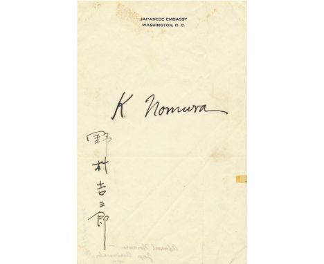 KICHISABURO NOMURA(1877 - 1964) Japanese Ambassador to the United States who was involved in the abortive negotiations with C