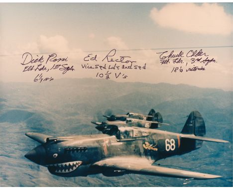 "FLYING TIGERS"Lot of three items, includes two signed photos, each 8" x 10" color, signed (variously) by DICK ROSSI, CHUCK O