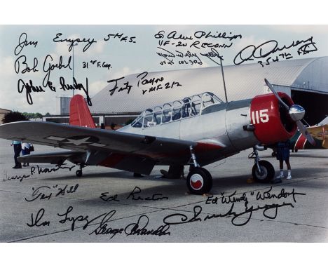 WAFS AND WASP PILOTS AND ACES SIGNED PHOTOGRAPHSLot of two signed photos, includes: scarce signed photo of an American aircra
