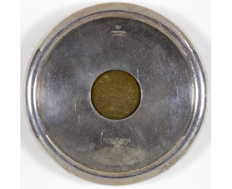 MARTIN BORMANN SILVER DRINK COASTERA fine relic said to be from the Berchtesgaden home of Nazi party Secretary Martin Bormann