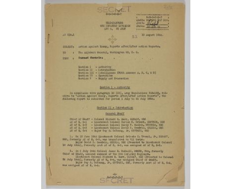 D-DAY AFTER-ACTION REPORT, 4TH INFANTRY DIVISIONFine content after-action report of the 4th Infantry Division following its l