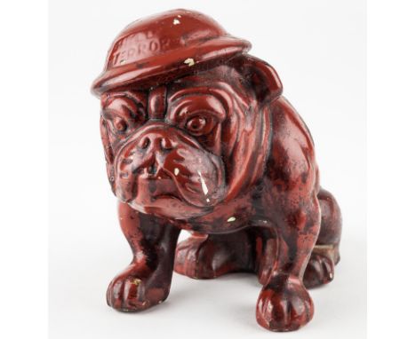 "HITLER'S TERROR" BRITISH BULLDOG PORCELAIN FIGURECeramic figure, approx. 5 1/2" x 7", glazed red overall, depicting a bulldo