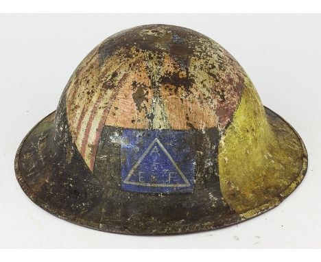 M1917 HELMET WITH AMERICAN EXPEDITIONARY FORCES INSIGNIAAmerican World War I-era steel M1917 helmet, painted with a brightly-