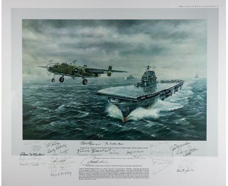 "DOOLITTLE RAIDERS" SIGNED PRINT SIGNED BY THIRTYLarge, high quality print, 24" x 20", "The Doolittle Mission", by Jeffery Pr