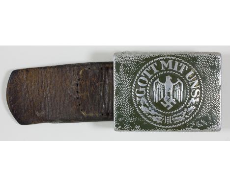 "GOTT MIT UNS" BELT BUCKLE1938 German army buckle "GOTT MIT UNS" with remnants of the original green paint finish, with brown