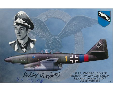 WALTER SCHUCK(1920-2015) German aviator in the Luftwaffe during World War II. He claimed 206 enemy aircraft shot down in over