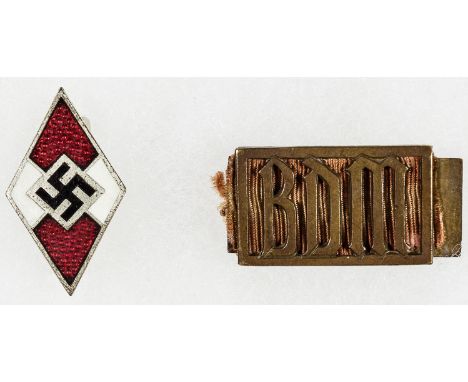 GERMAN YOUTH ORGANIZATION PINSLot of German youth organization pins, includes: Brass Bund Deutscher Madel pin, 1" x 1/2", the