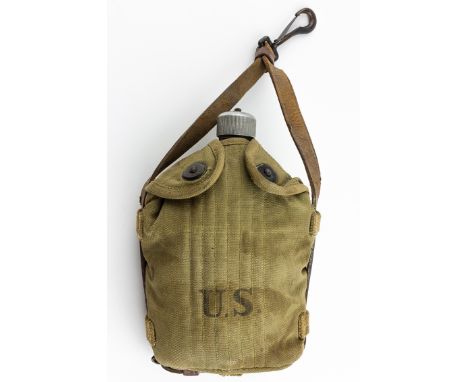 U.S. ARMY CAVALRY CANTEENArmy cavalry canteen, the cover stamped "U.S." in black ink and dated "3-1918" by maker "Brauer Bros