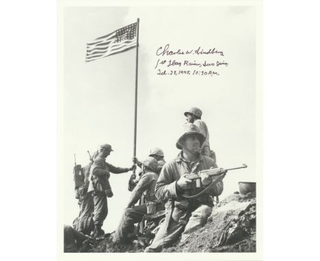 AMERICAN MILITARY NOTABLESCHARLES W. LINDBERG (1920-2007) Marine corporal, the first flag raiser at Iwo Jima. S.P., 8 ½" x 11