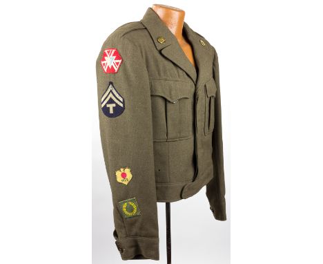 29TH INFANTRY DIVISION "D-DAY" TUNICA great D-Day related soldier's dress "Ike" jacket bears patches and other identification
