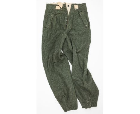 WAFFEN-SS M44 TROUSERSField-gray wool M44-style uniform trousers, with a four-plus-two button fly closure, angled slash pocke