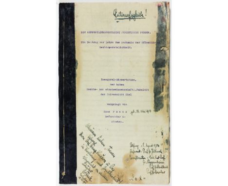 HANS FRANK'S LEGAL DISSERTATION AND ADMITTANCE TO THE MUNICH BARHANS FRANK (1900–1946) German lawyer emplyed by the Nazi Part