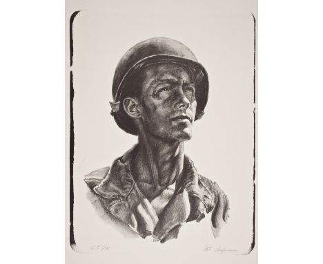 WORLD WAR II SOLDIER ARTLot of four signed prints of wartime drawings done by soldiers, likely under the command of Gen. Robe