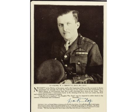 WILLIAM A. "BILLY" BISHOP(1894-1956) Canadian aviator of World War I, officially credited with bringing down 72 enemy aircraf