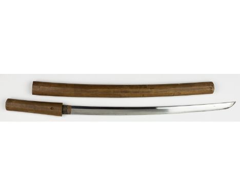 WAKIZASHI SWORD BLADE BY A STUDENT, IN THE STYLE OF A SADA MUNE SWORDFinely forged Japanese Wakizashi blade, 26 3/4" long, cr